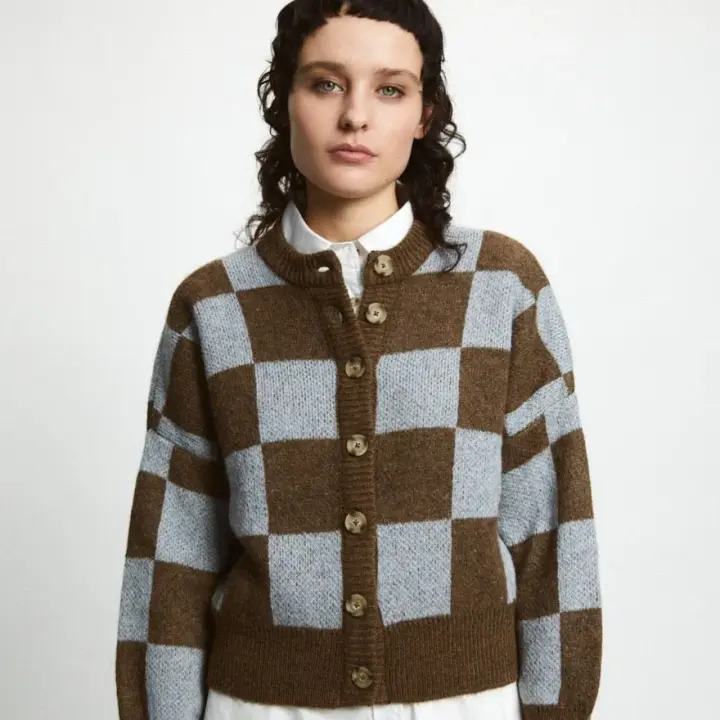 Ellen Sweater in Brown + Blue