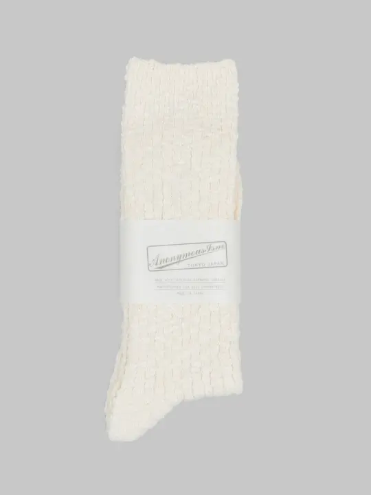 Anonymous Ism Light Weight Slub Crew Socks Ivory