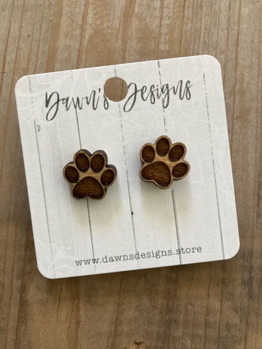 Paw Stud Engraved