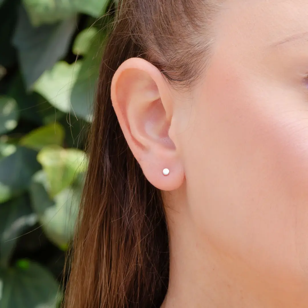 Sterling Silver Point Circle Stud Earrings