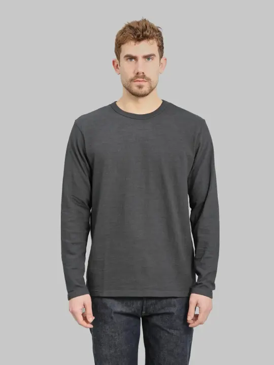 UES  No.8 Slub Nep Long Sleeve T-Shirt Steel Grey