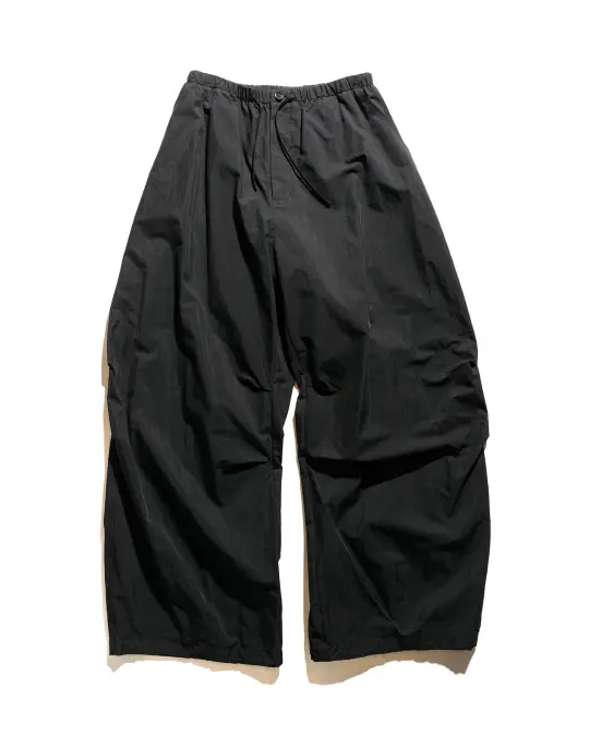 Amomento Drawstring Wide Fatigue Pants Black