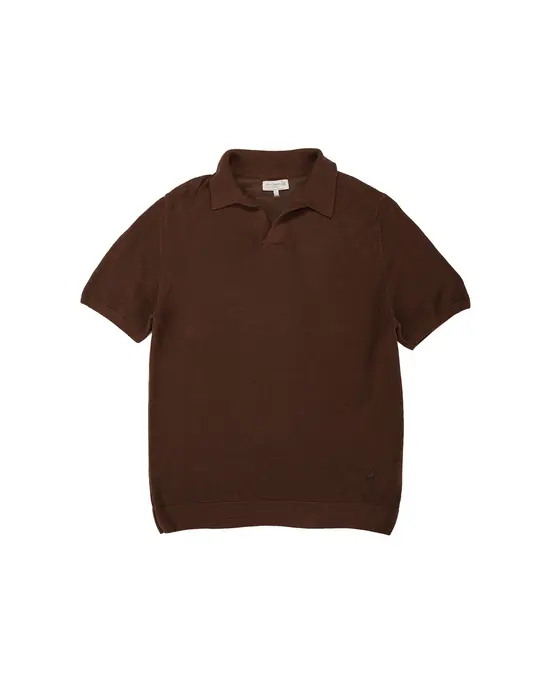 Merz B. Schwanen KNITPOLO02 Cotton Short Sleeve Polo Shirt Chocolate