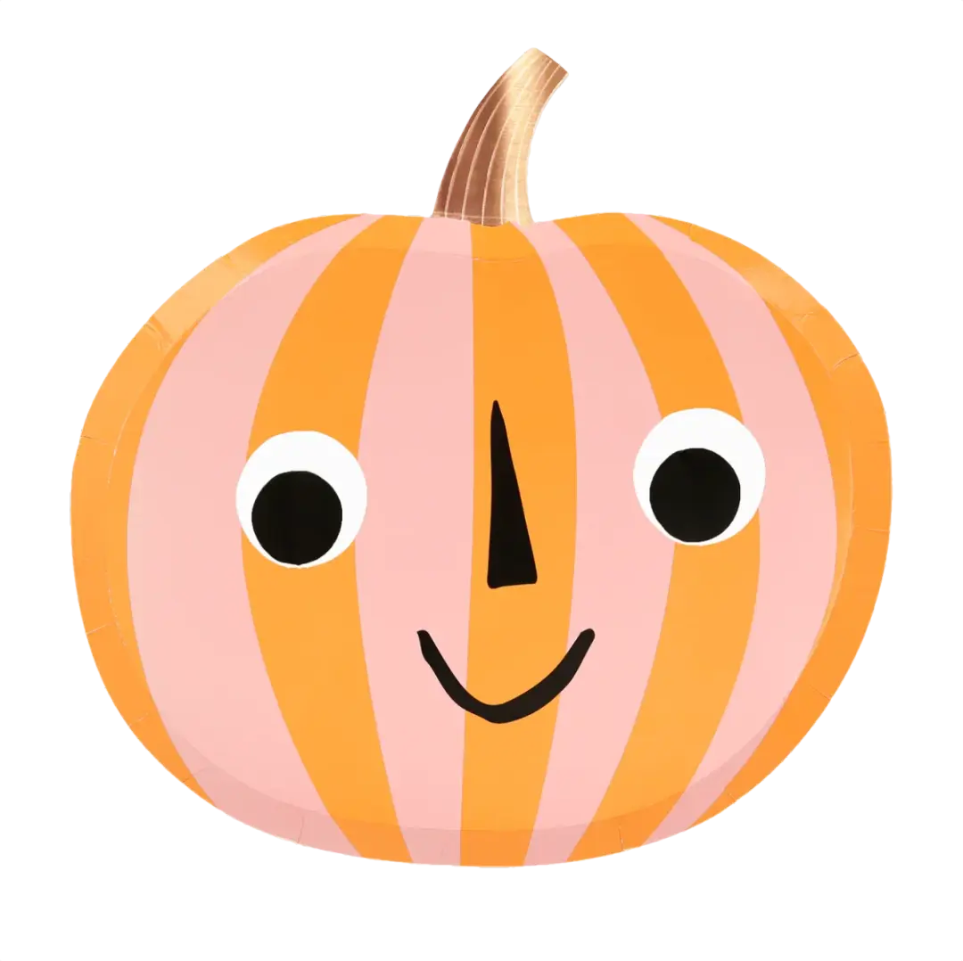 Meri Meri Pink & Orange Stripy Pumpkin Plates