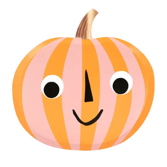 Meri Meri Pink & Orange Stripy Pumpkin Plates