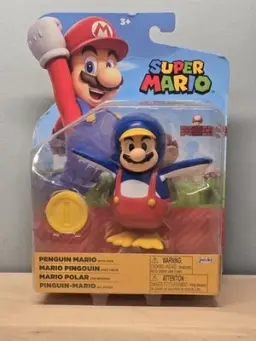 World of Nintendo Super Mario 4” Penguin Mario w/ Coin Action Figure
