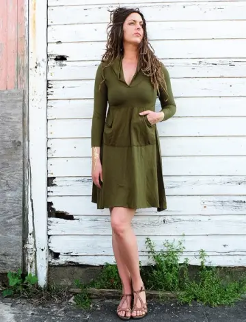 Hooded Eclipse Kangaroo Pocket Wanderer Short Dress