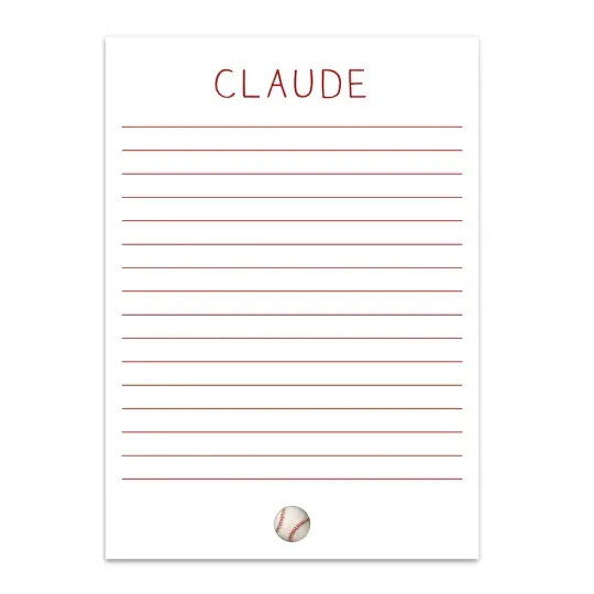 Boy's Red Baseball Lined Custom Notepad