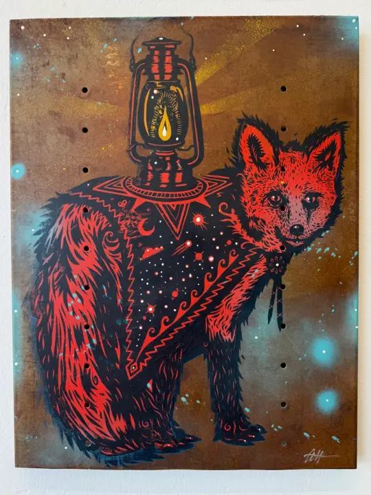 Light the Path on Antique Metal Shelf