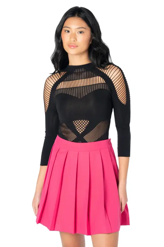 Pink Pleated Mini Skirt