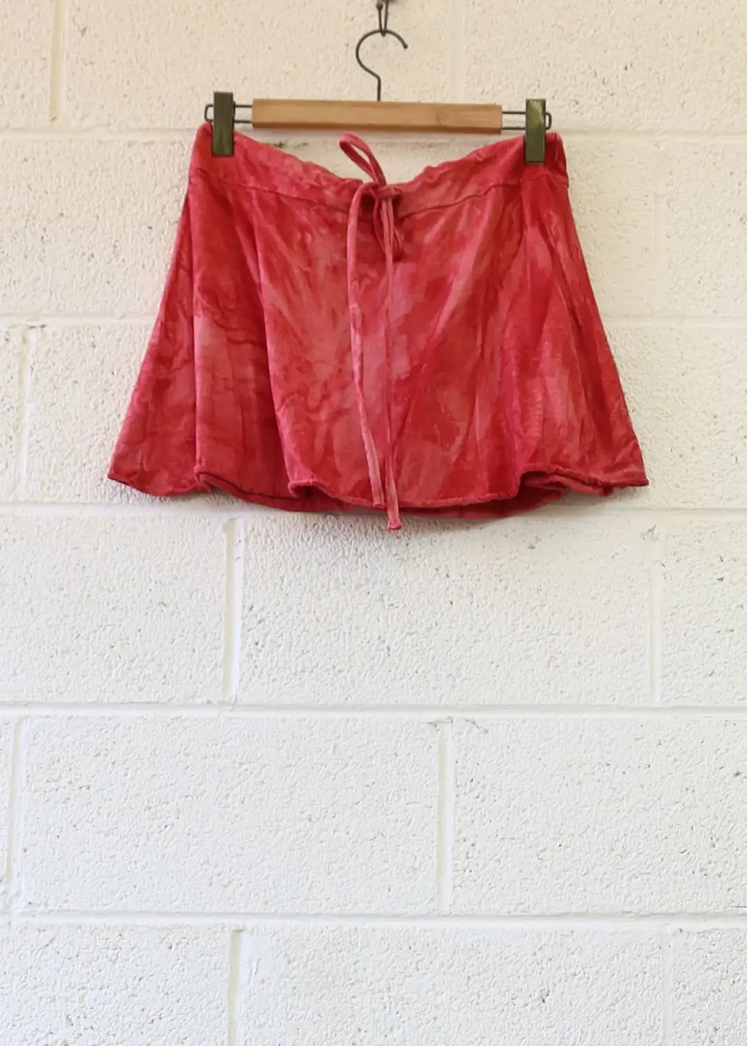 Sale - Drawstring Wanderer Mini Skirt / M / Organic Cotton / Poppy (357)