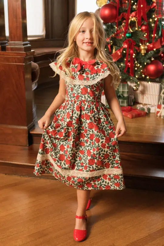 Mini Aster Dress in Red Roses