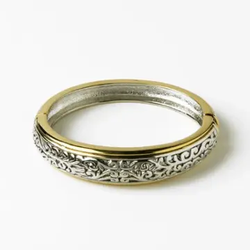 Two-tone Etched Bangle Bracelet