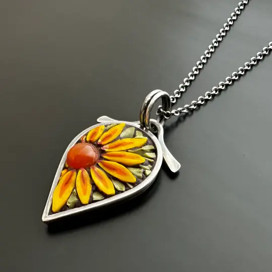Sunflower Leaf with Carnelian