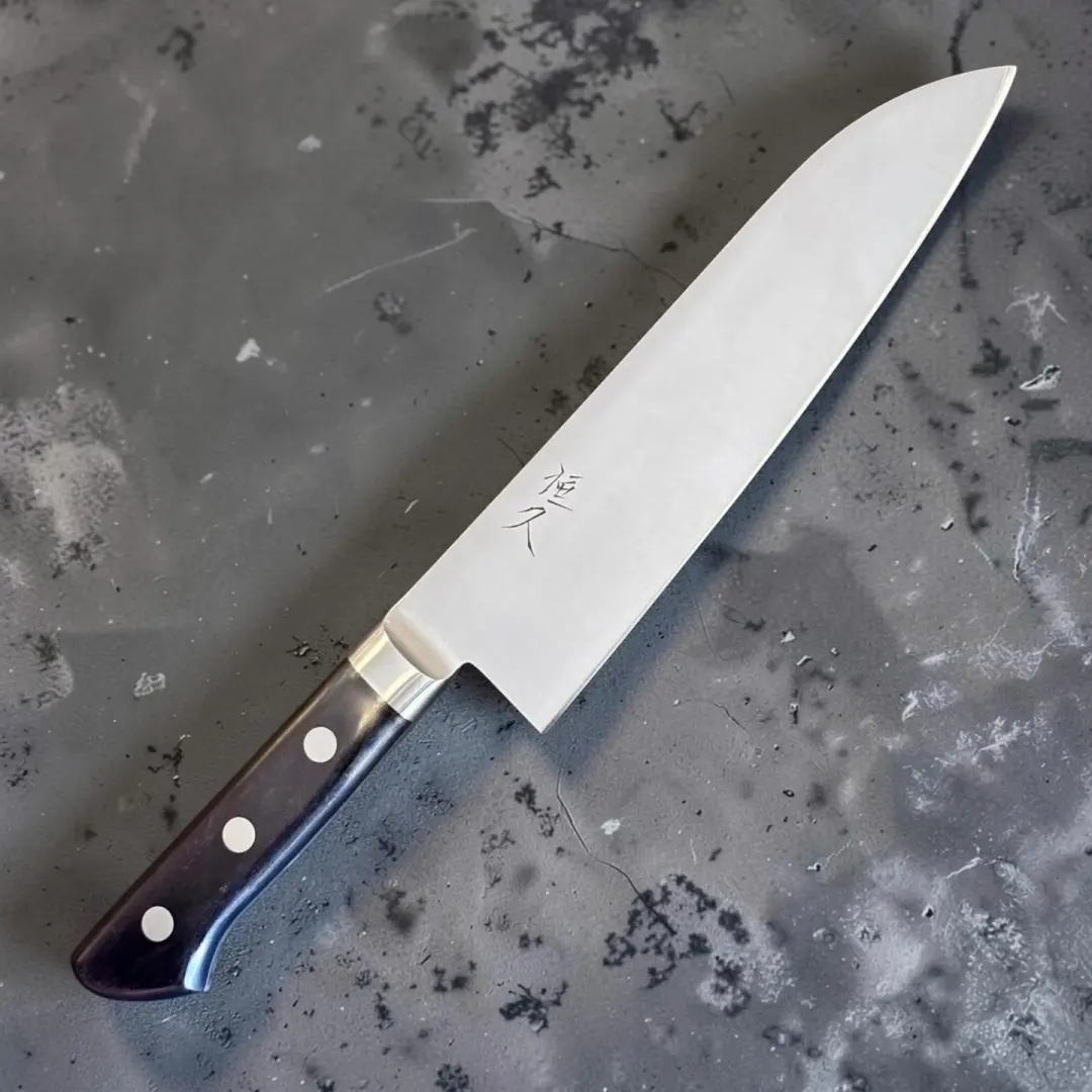 Tsunehisa Mono AUS-8 Santoku with Black Western Handle