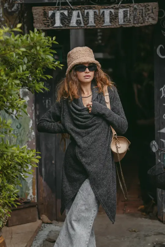 Cowl Neck Sweater Achara Charcoal