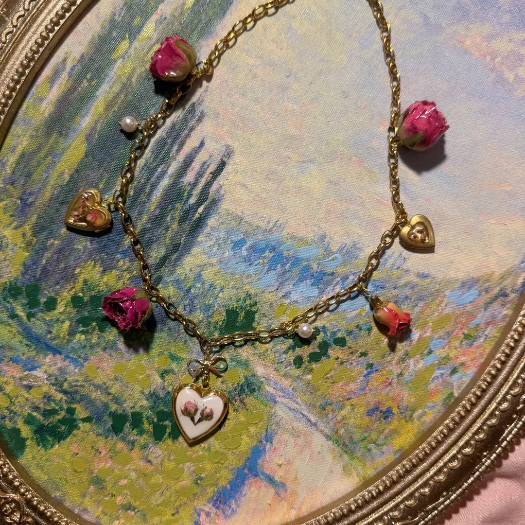 Rosa - Gold Real Rose Charm Necklace