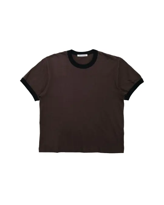 Body of Work Finch Ringer T-Shirt Combed Cotton Jersey Loam/Black Rib