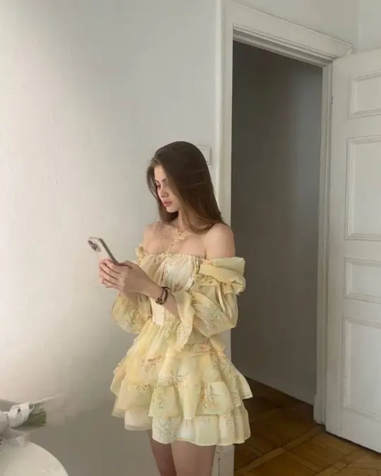 Hazy Ruffled Women's Homecoming Dress Yellow Corset Short Prom Gown Party Dress RS3025