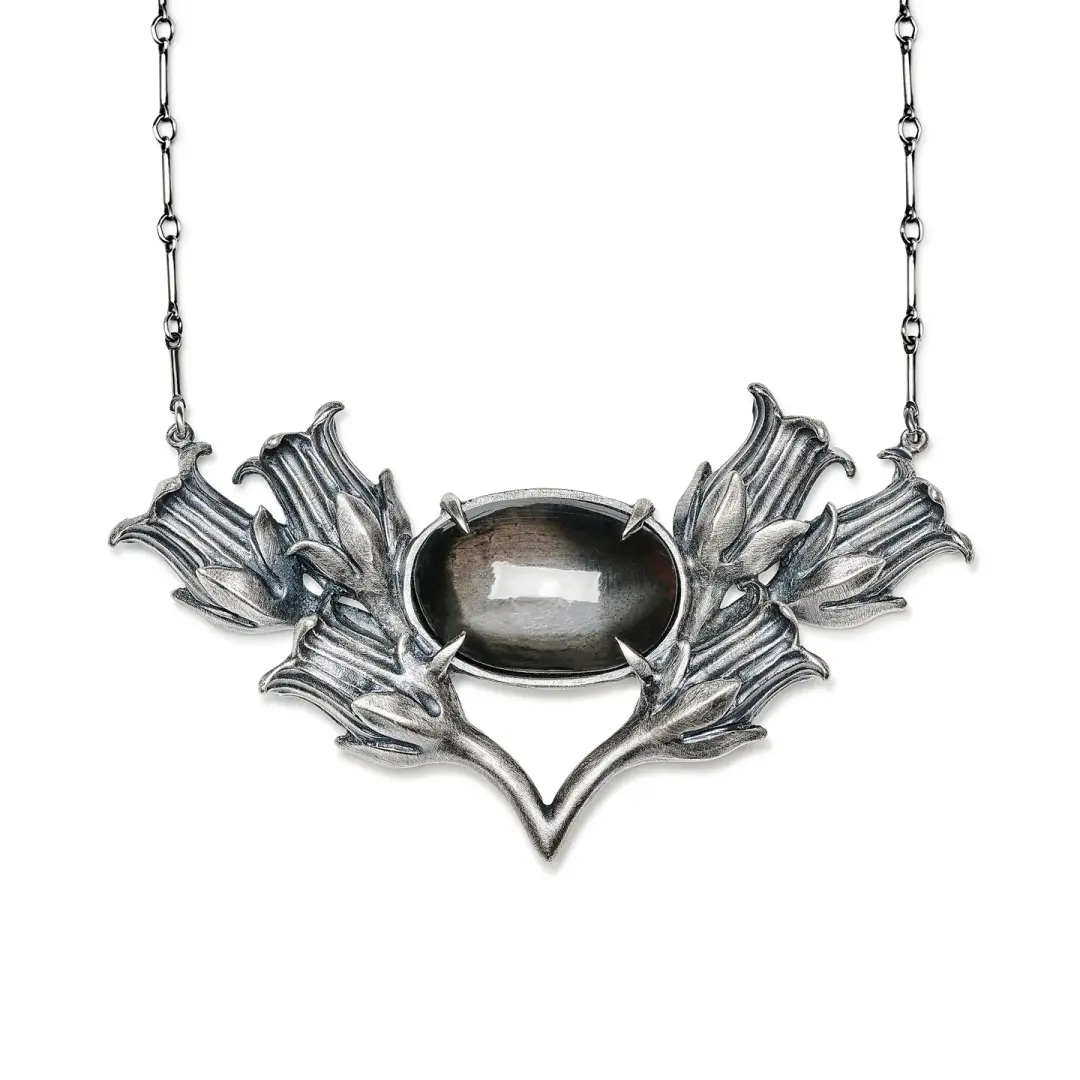 Sleeping Nightshade. Black Star Diopside Necklace.