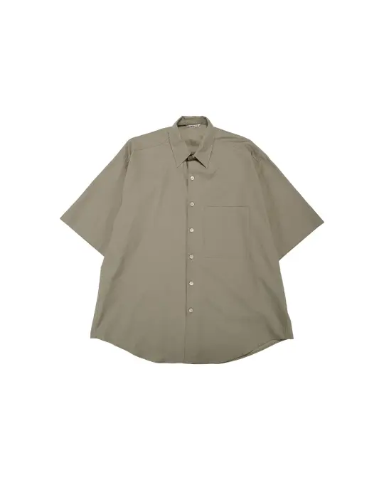 Auralee Washed Finx Twill Big Half Sleeved Shirt Olive