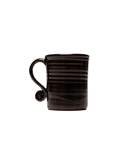 Tender Fiddlehead Mug Red Clay Chocolate Brown Glazed