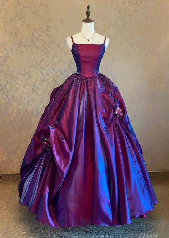 Purple halter-neck fitted waist ball gown R7228