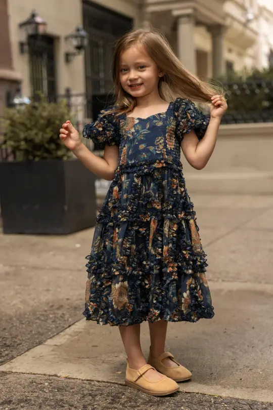 Mini Marseille Dress in Sunflower Twilight