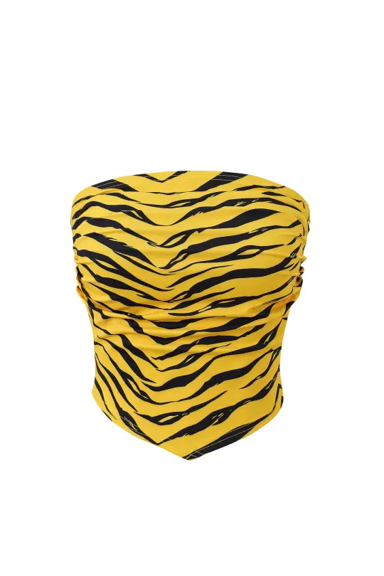 Strapless Swim Tube Top Tiger Stripe