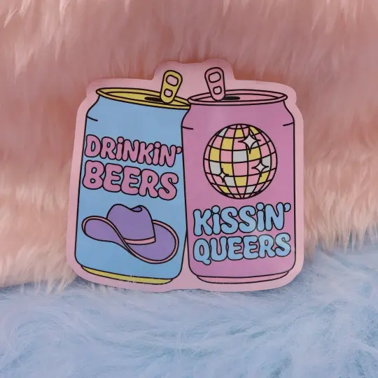 Drinkin' Beers, Kissin' Queers Large Vinyl Sticker