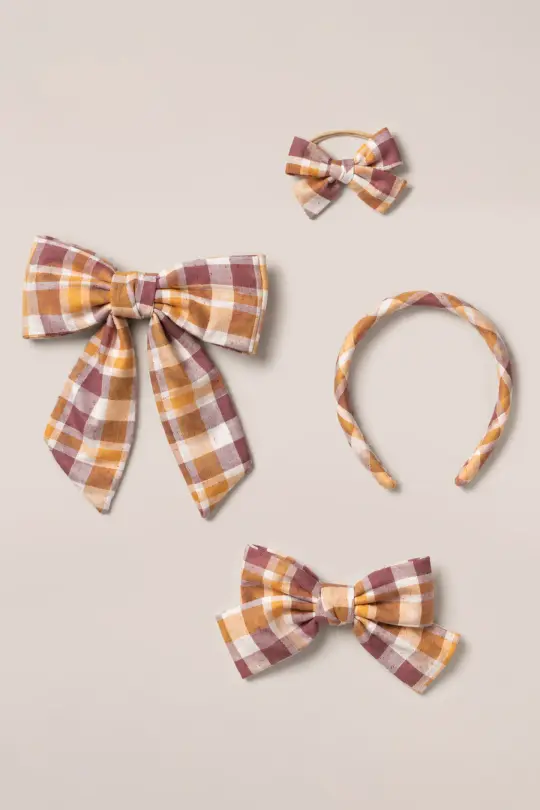 Hair Bows in Spiced Plaid