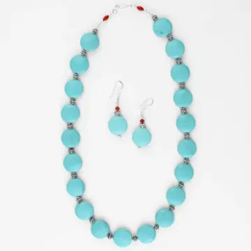 Turquoise Jewelry Set - Necklace & Earrings