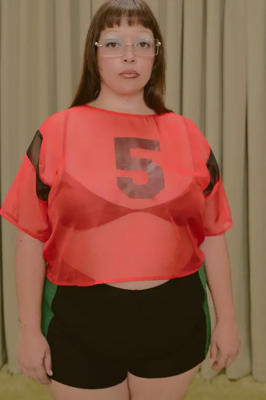 Sheer Football Tee Red/Black