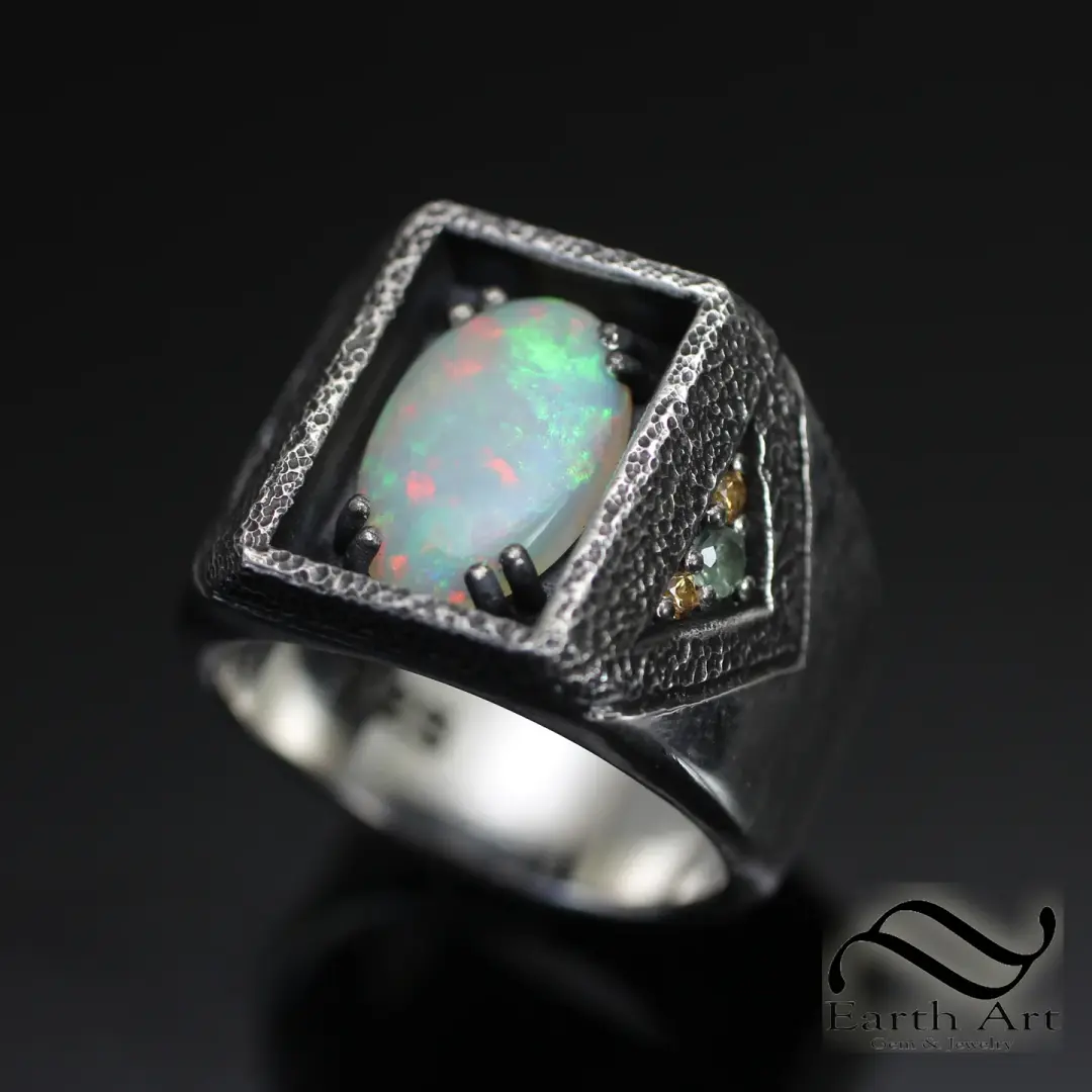 Australian Opal Signet with Sapphire