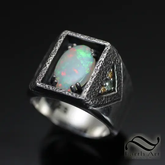 Australian Opal Signet with Sapphire