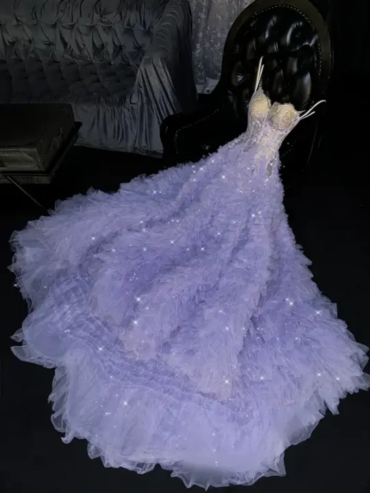 Light purple halter-neck fitted long ball gown/bridal dress R8780