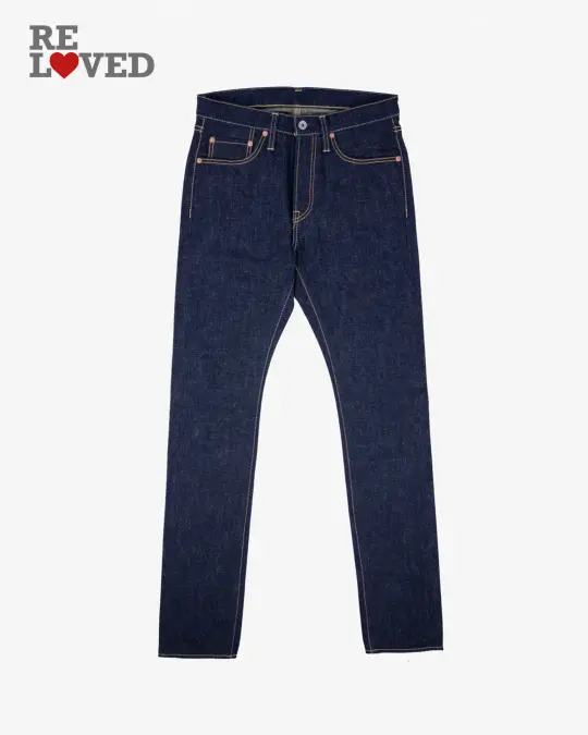 18oz Vintage Selvedge Denim Slim Cut Jeans - Indigo (IH-555s-18) Tag 32, Hemmed to 29.0"