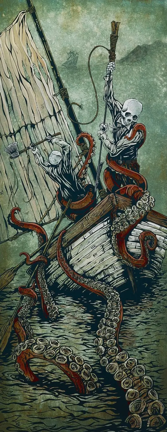 The Hunters Become the Hunted Canvas Print - Shark Art by David Lozeau