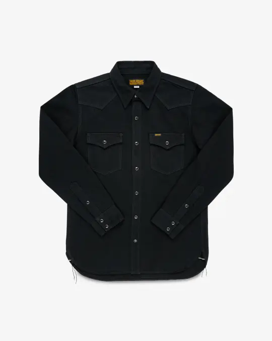 12oz Selvedge Denim Western Shirt "The Johnny Cash III" - Black