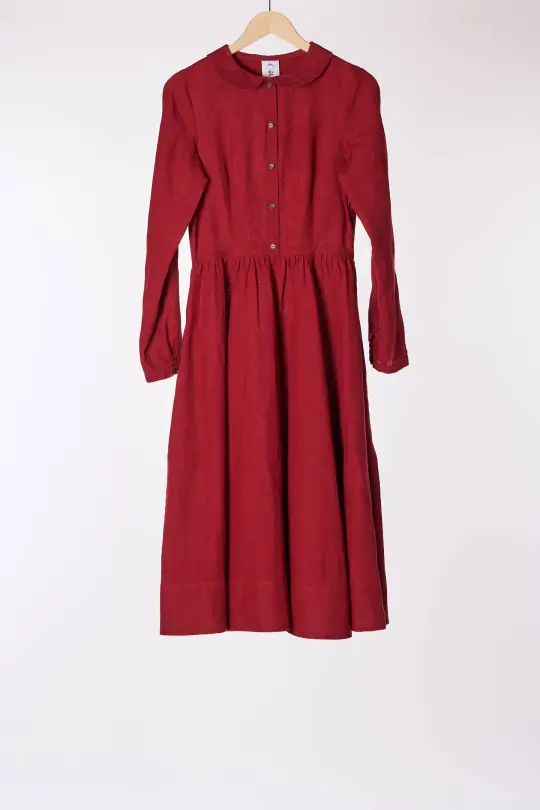 Classic Dress, Long Sleeve, Marsala Red