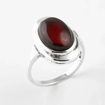 Elegant Oval Cherry Amber Ring