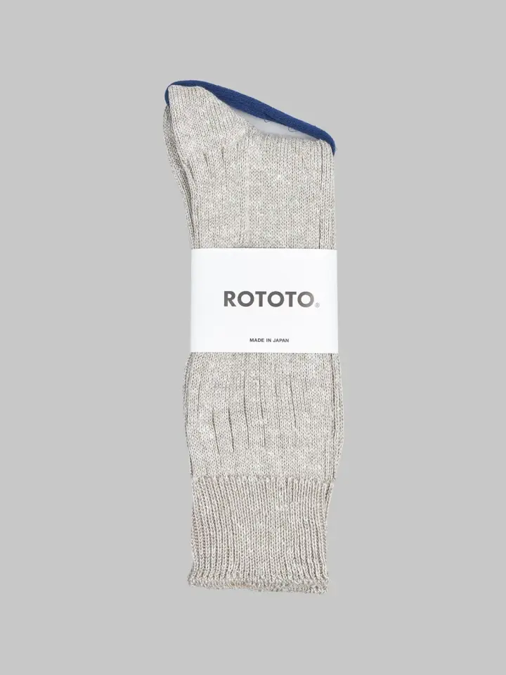 ROTOTO Linen Cotton Ribbed Crew Socks Grayge