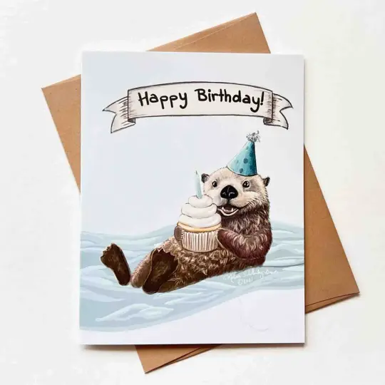 Sea Otter Birthday Card, Wholesale 6 Pack
