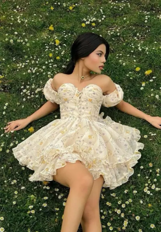 One-shoulder tube top floral gentle sexy homecoming dress R2493