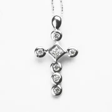 Cross Necklace with Rhodium Plating
