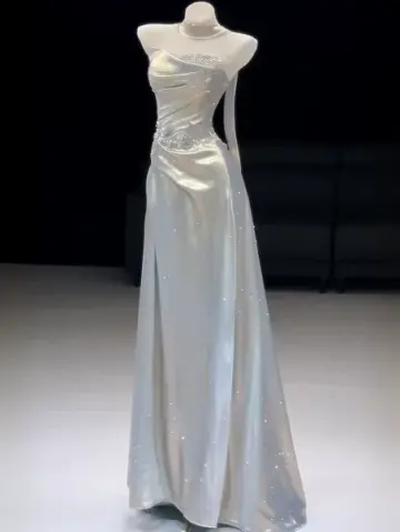Elegant Sliver Prom Gown ,Glitter Sequins Maxi Celebrity Dress Evening Dress RS1290