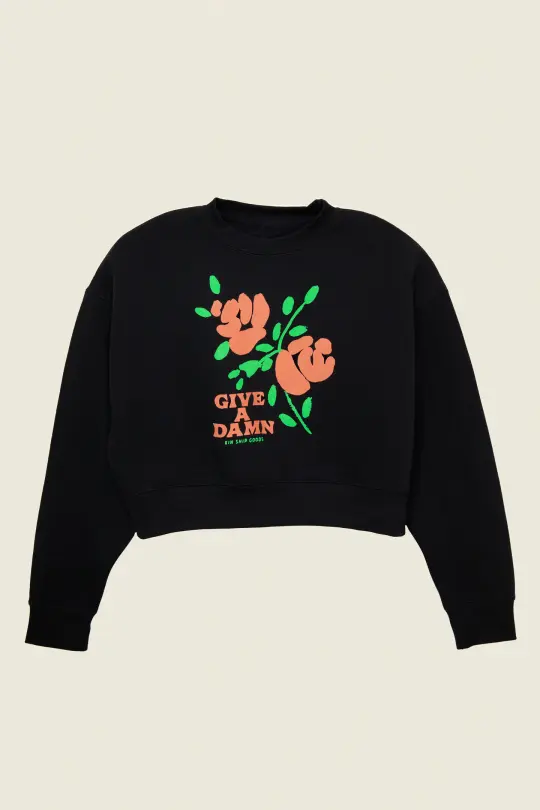 Give A Damn Cropped Sweatshirt