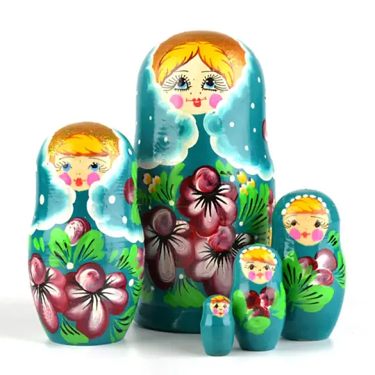 Teal Color Babushka Doll