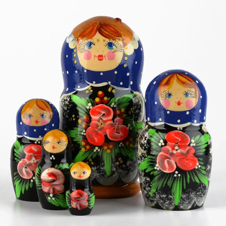 Floral Matryoshka with a Ladybug