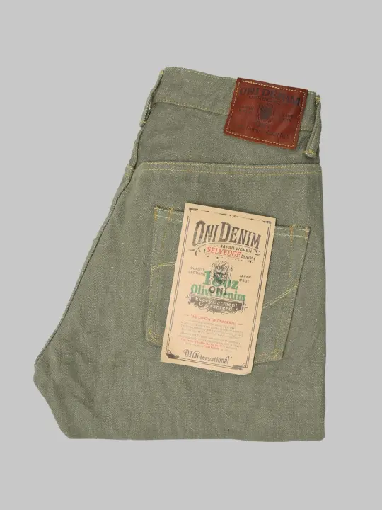 ONI Denim 266-OLD18 18oz "Olive Denim" Relax Straight Jeans